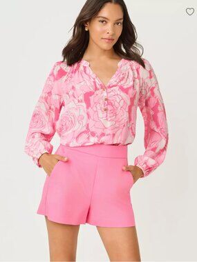 Lilly Pulitzer Elsa Silk Top Confetti Pink Rosanna Size Small NWT